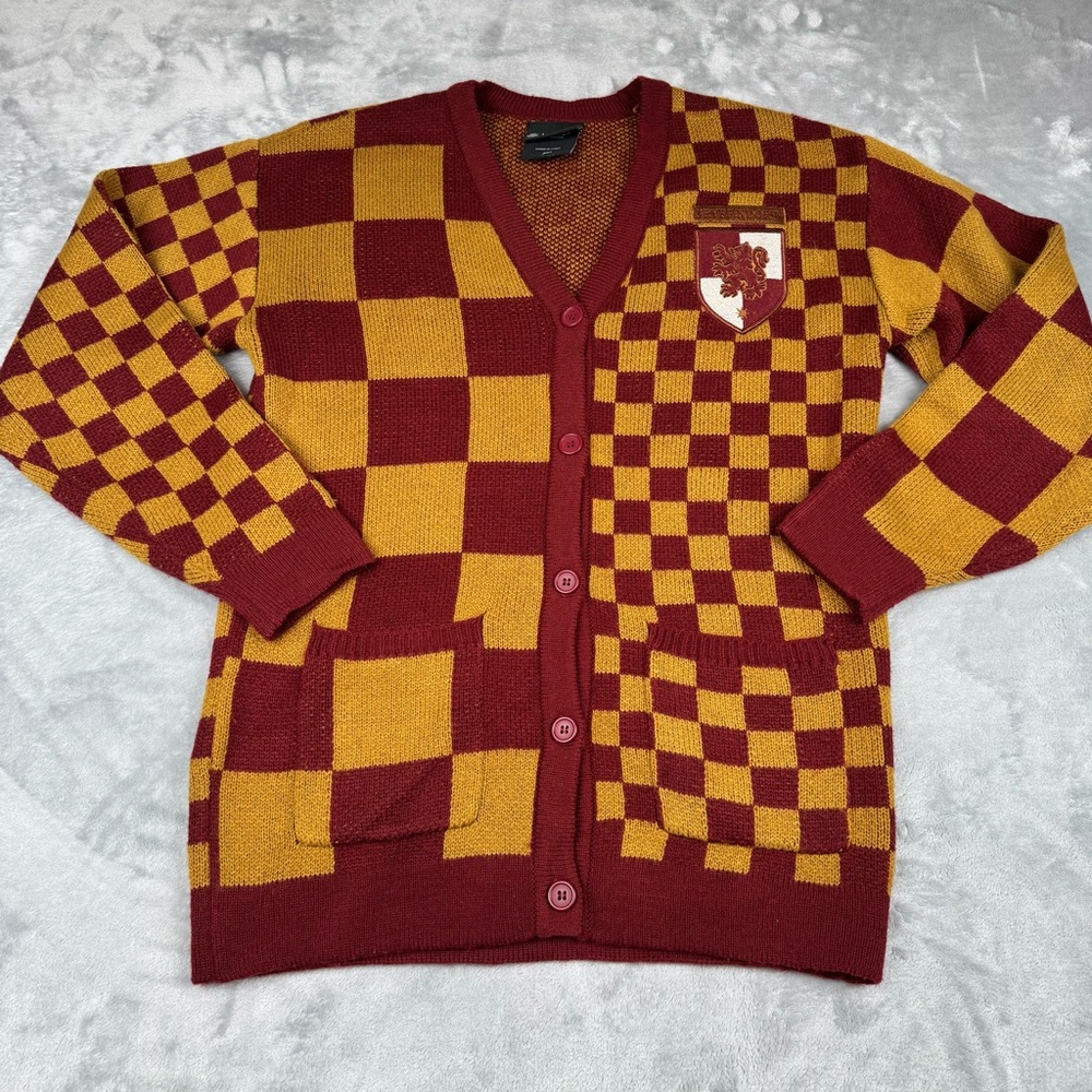 Harry Potter Gryffindor Checkered Womens S Cardigan Sweater BoxLunch Exclusive